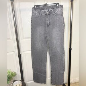 Black washed straight leg jeans